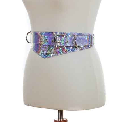 BT525RN-GLT GLITTER HOLOGRAPHIC TRIANGULAR STRAP BELT