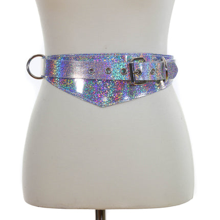 BT525RN-GLT GLITTER HOLOGRAPHIC TRIANGULAR STRAP BELT