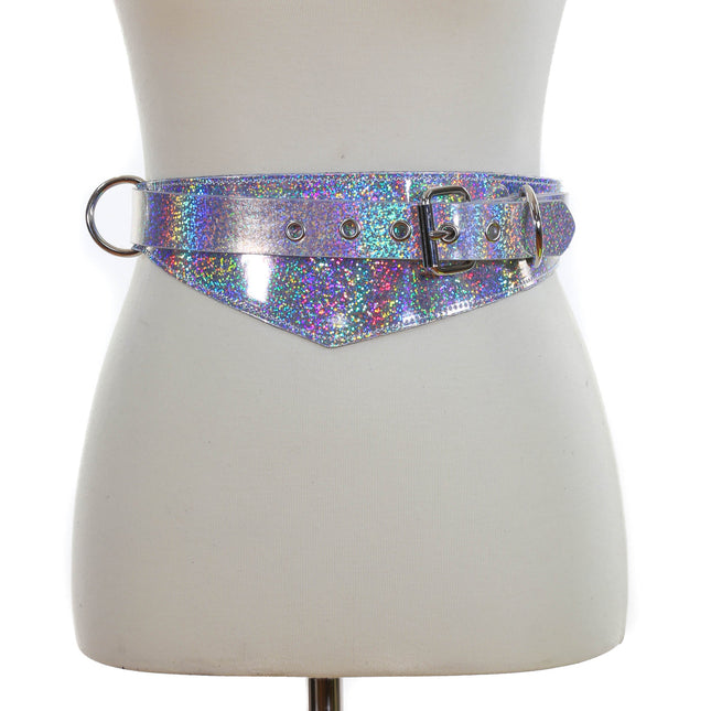 BT525RN-GLT GLITTER HOLOGRAPHIC TRIANGULAR STRAP BELT