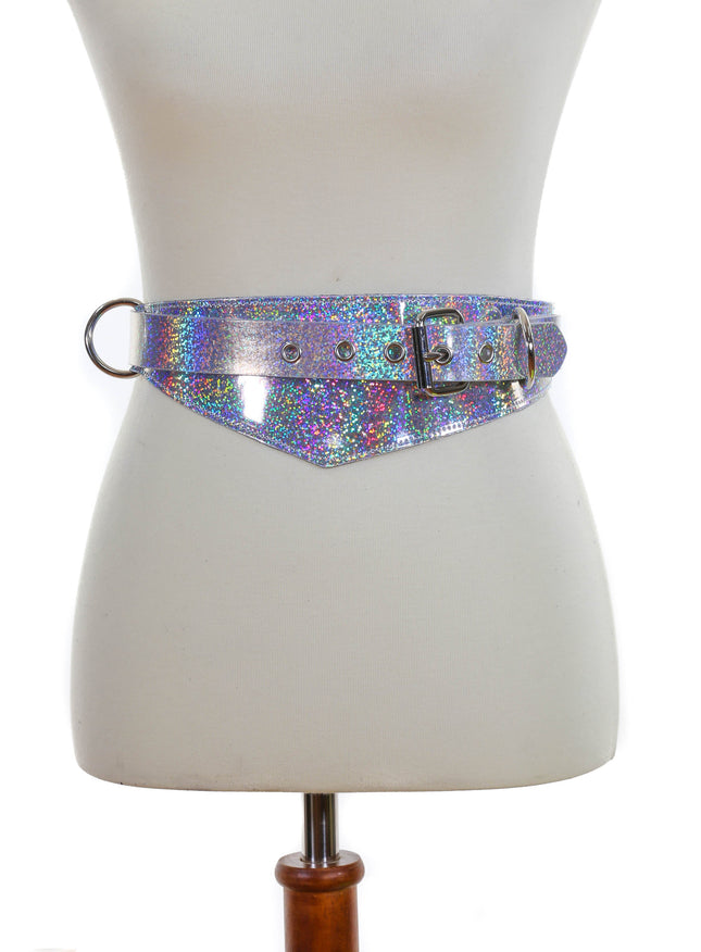 BT525RN-GLT GLITTER HOLOGRAPHIC TRIANGULAR STRAP BELT