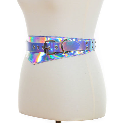 BT525RN-SIL HOLOGRAPHIC TRIANGULAR STRAP BELT