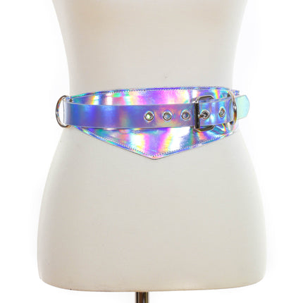 BT525RN-SIL HOLOGRAPHIC TRIANGULAR STRAP BELT