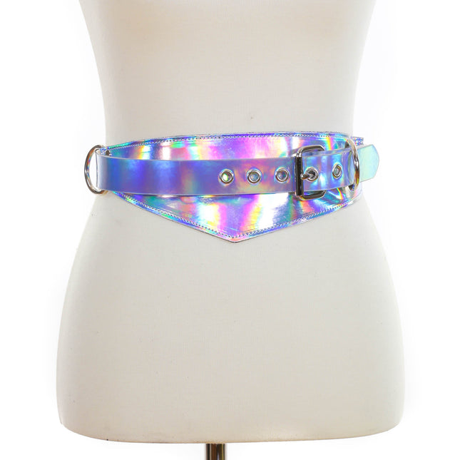 BT525RN-SIL HOLOGRAPHIC TRIANGULAR STRAP BELT