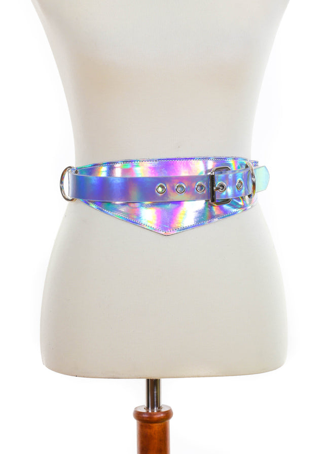 BT525RN-SIL HOLOGRAPHIC TRIANGULAR STRAP BELT