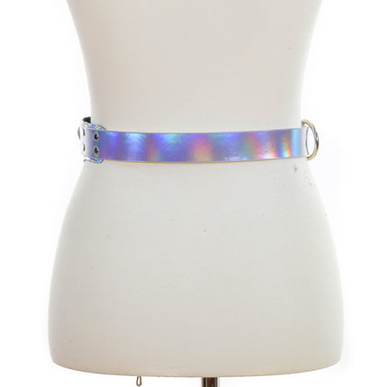 BT525RN-SIL HOLOGRAPHIC TRIANGULAR STRAP BELT