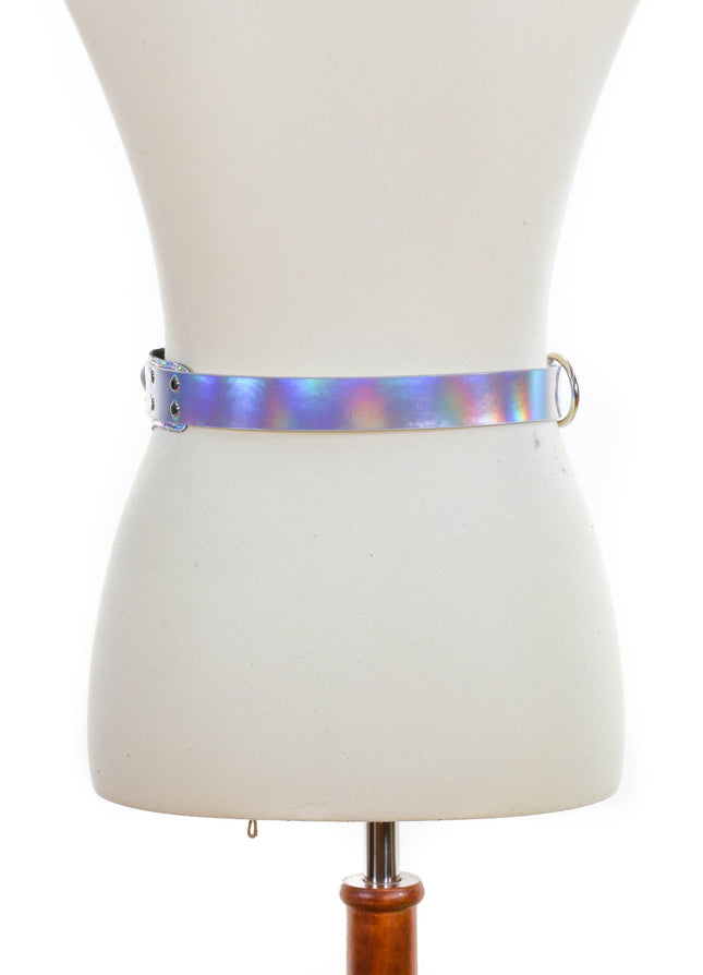 BT525RN-SIL HOLOGRAPHIC TRIANGULAR STRAP BELT