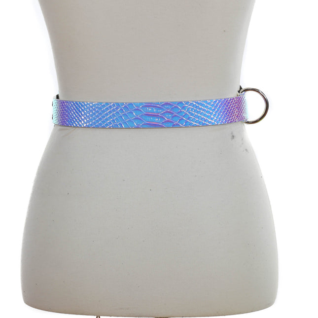 BT525RN-SNK SNAKESKIN HOLOGRAPHIC TRIANGULAR STRAP BELT