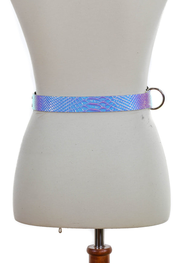 BT525RN-SNK SNAKESKIN HOLOGRAPHIC TRIANGULAR STRAP BELT