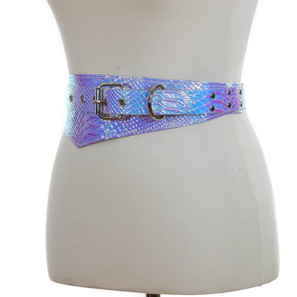 BT525RN-SNK SNAKESKIN HOLOGRAPHIC TRIANGULAR STRAP BELT