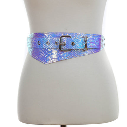 BT525RN-SNK SNAKESKIN HOLOGRAPHIC TRIANGULAR STRAP BELT