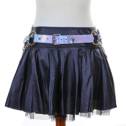 BT526RN-SIL RAINBOW SILVER RING LINK BELT WITH CHAIN