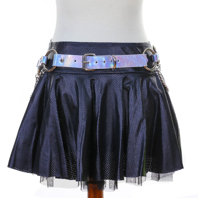 BT526RN-SIL RAINBOW SILVER RING LINK BELT WITH CHAIN