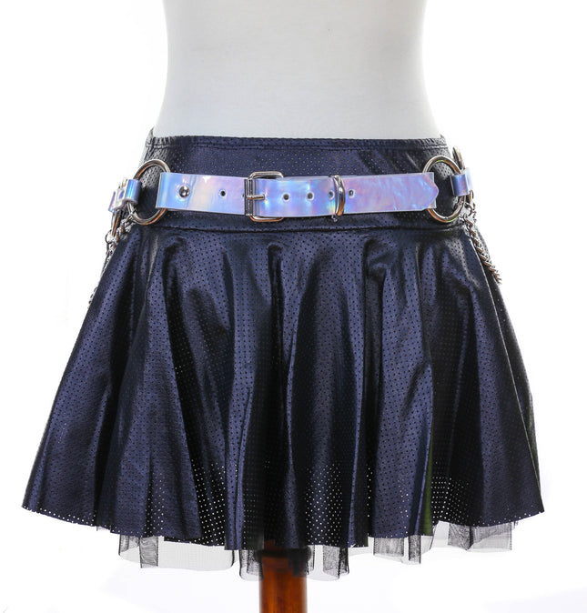 BT526RN-SIL RAINBOW SILVER RING LINK BELT WITH CHAIN