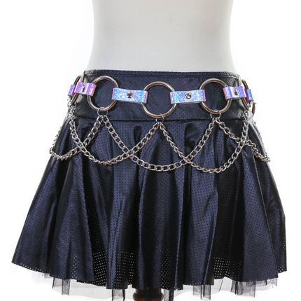 BT526RN-SNK RAINOW SNAKE RING LINK BELT WITH CHAIN