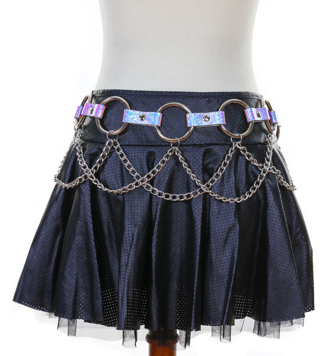 BT526RN-SNK RAINOW SNAKE RING LINK BELT WITH CHAIN