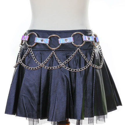 BT526RN-SNK RAINOW SNAKE RING LINK BELT WITH CHAIN