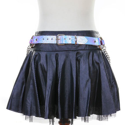 BT526RN-SNK RAINOW SNAKE RING LINK BELT WITH CHAIN
