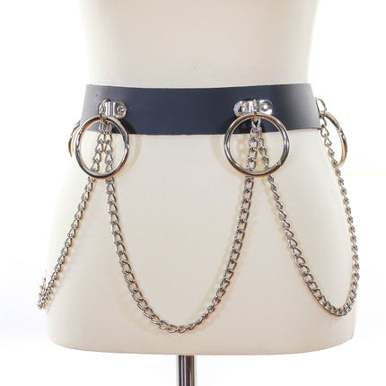 BT527 BLACK LEATHER BONDAGE BELT