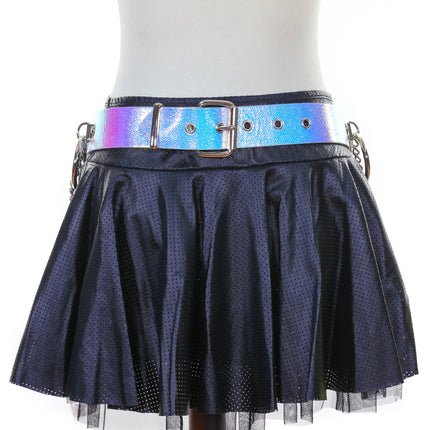 BT527RN-PBL HOLOGRAPHIC BONDAGE BELT W/ CHAIN