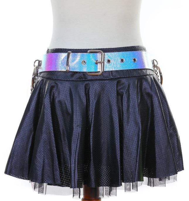 BT527RN-PBL HOLOGRAPHIC BONDAGE BELT WITH CHAIN
