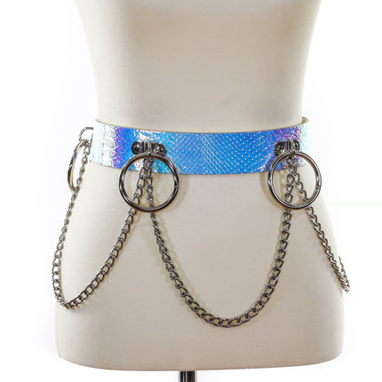 BT527RN-SNK SNAKESKIN HOLOGRAPHIC BONDAGE BELT