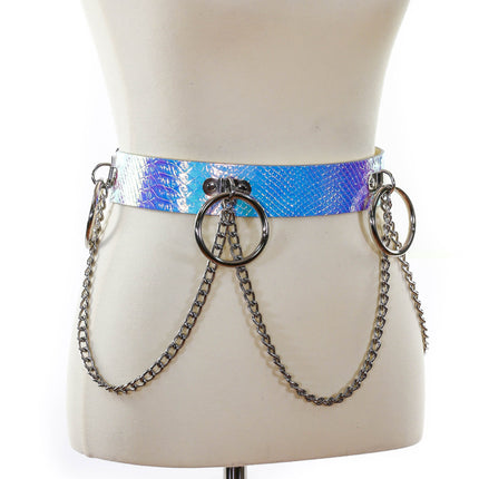 BT527RN-SNK SNAKESKIN HOLOGRAPHIC BONDAGE BELT