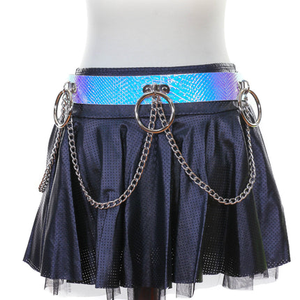 BT527RN-PBL HOLOGRAPHIC BONDAGE BELT WITH CHAIN