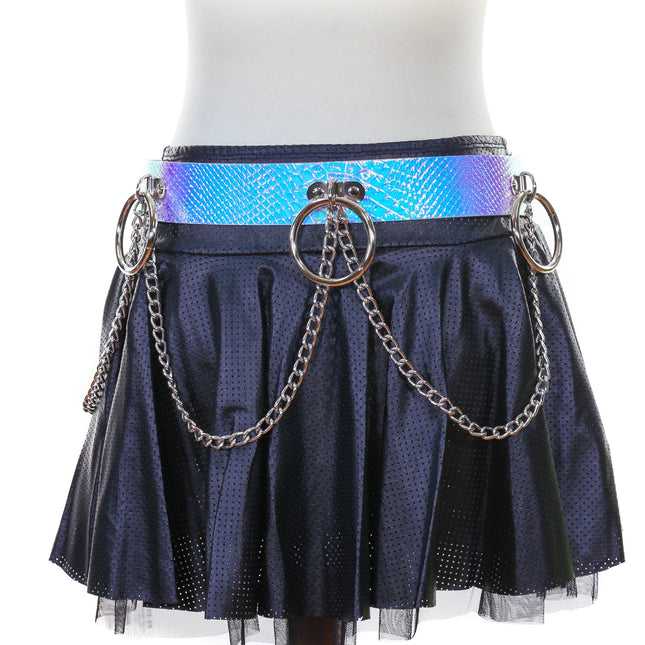 BT527RN-PBL HOLOGRAPHIC BONDAGE BELT WITH CHAIN