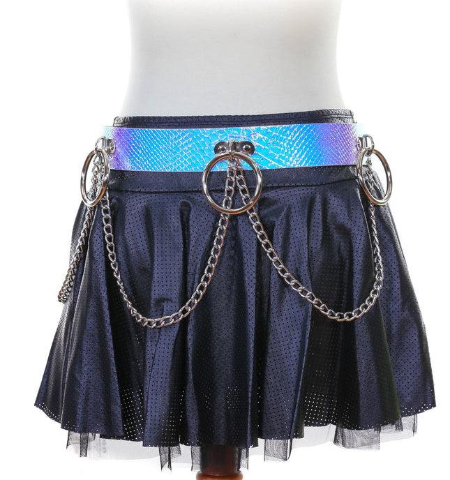 BT527RN-PBL HOLOGRAPHIC BONDAGE BELT WITH CHAIN