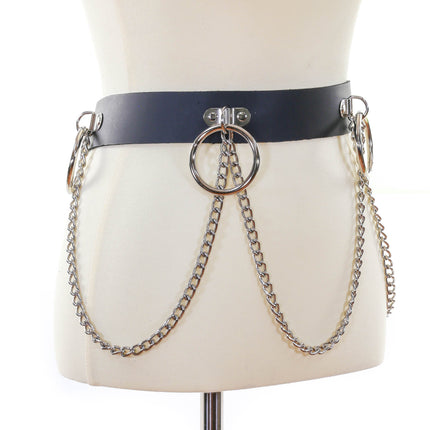 BT527 BLACK LEATHER BONDAGE BELT