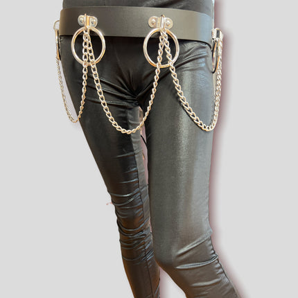 BT527 BLACK LEATHER BONDAGE BELT