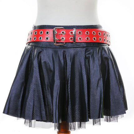 BT145RED RED LEATHER 2 ROW EYELET BELT