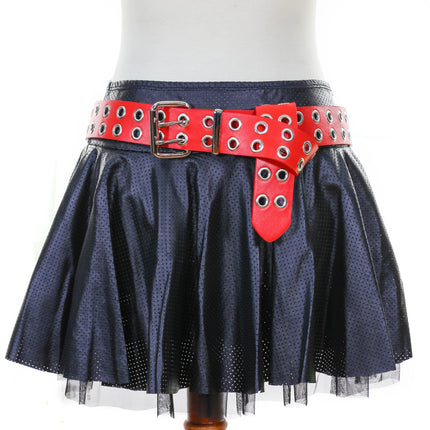 BT145RED RED LEATHER 2 ROW EYELET BELT
