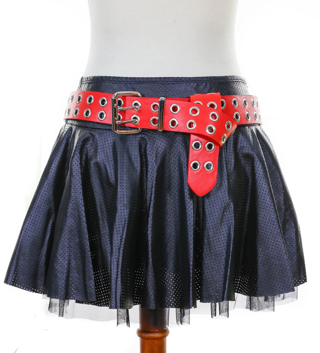 BT145RED RED LEATHER 2 ROW EYELET BELT