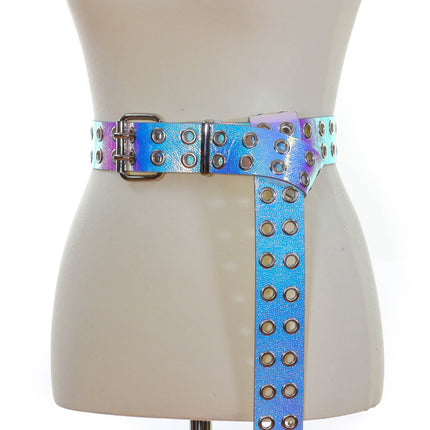 BT1458RN-PBL HOLOGRAPHIC 2 ROW EYELET BELT