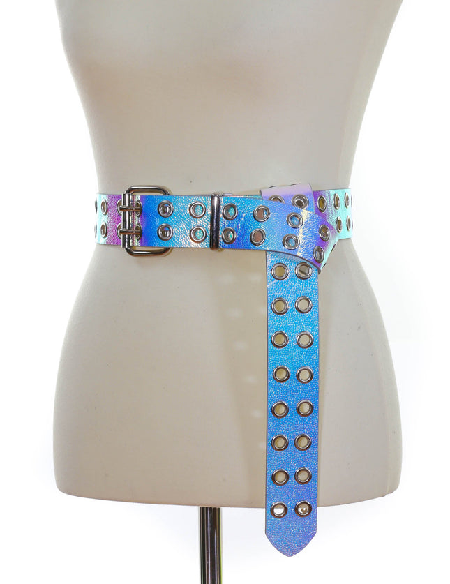 BT1458RN-PBL HOLOGRAPHIC 2 ROW EYELET BELT