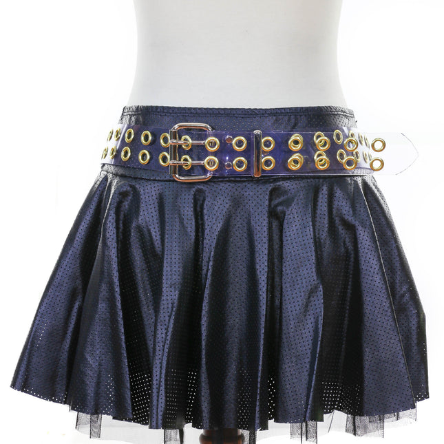 BT145VN-CLR-BRS CLEAR VINYL 2 ROW BRASS EYELET BELT