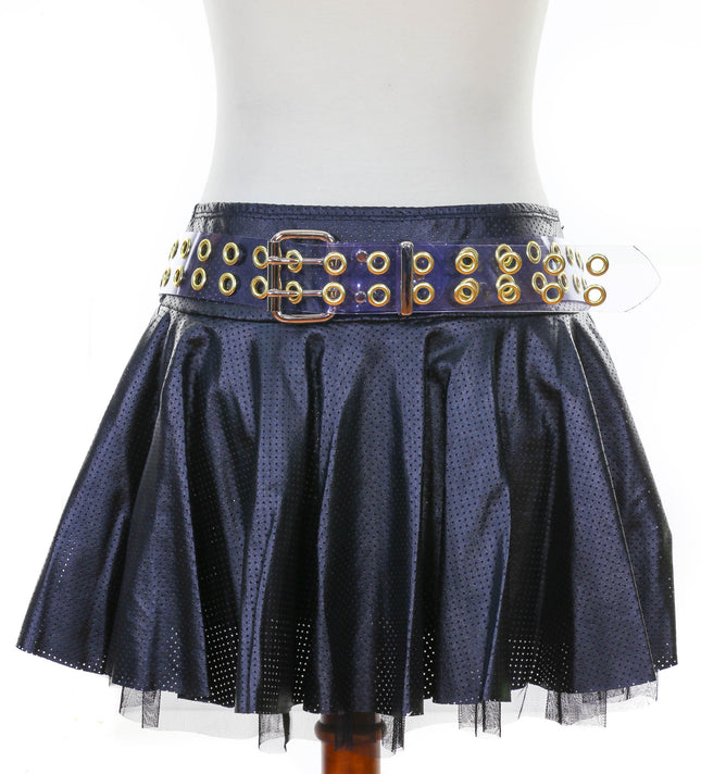 BT145VN-CLR-BRS CLEAR VINYL 2 ROW BRASS EYELET BELT