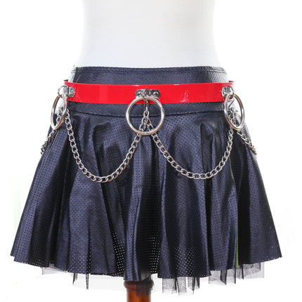 BT531P-RED \PATENT RING AND CHAIN BONDAGE BELT