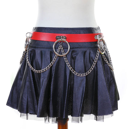BT531RED RING AND CHAIN BONDAGE BELT