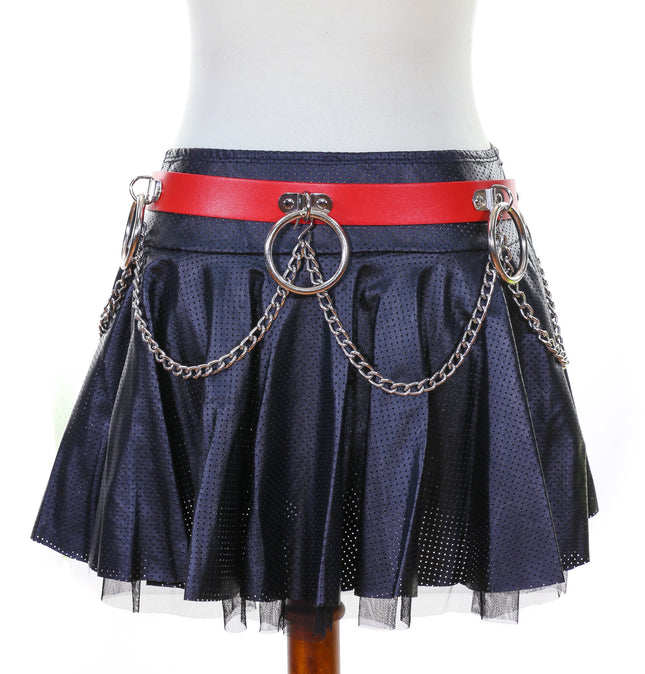 BT531RED RING AND CHAIN BONDAGE BELT