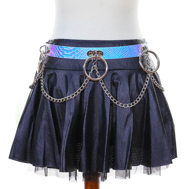 BT531RN-SNK RING AND CHAIN HOLOGRAPHIC SNAKESKIN BELT