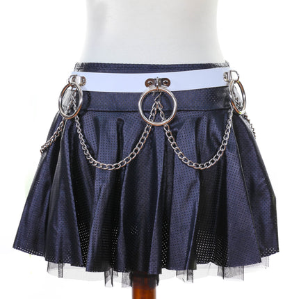 BT531WHT RING AND CHAIN BONDAGE BELT