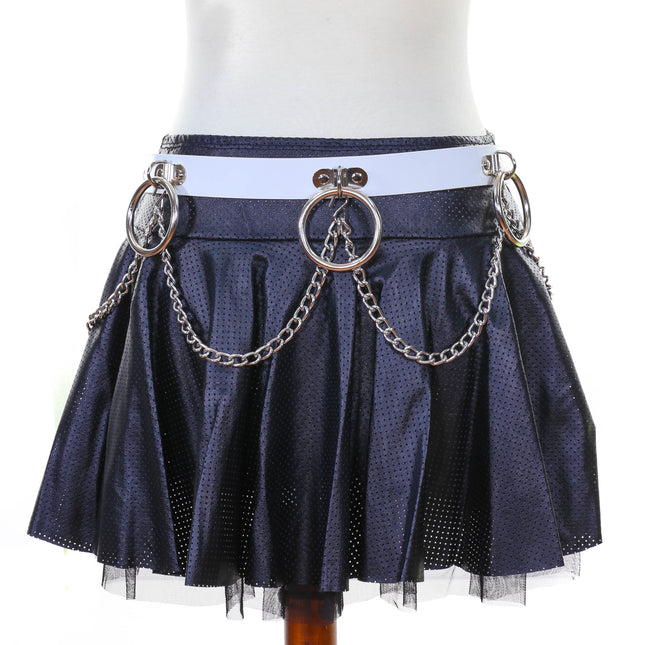 BT531WHT RING AND CHAIN BONDAGE BELT
