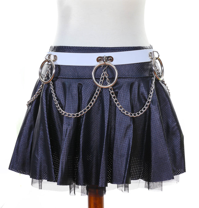 BT531WHT RING AND CHAIN BONDAGE BELT