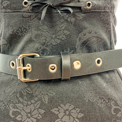 BT100M-175BLK VEGAN LEATHER PLAIN BELT WITH GROMMET