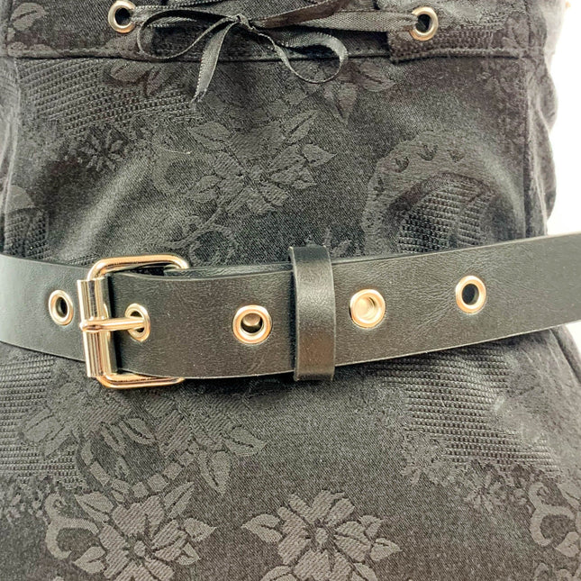 BT100M-175BLK VEGAN LEATHER PLAIN BELT WITH GROMMET