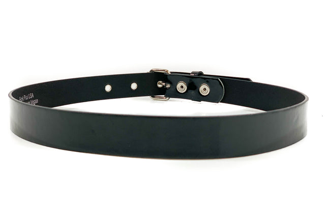 BT100M-175P.BLK VEGAN PATENT LEATHER PLAIN BELT WITH GROMMET
