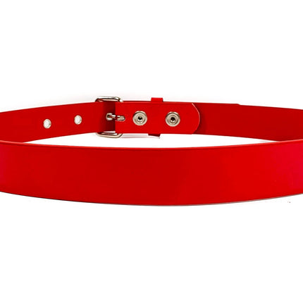 BT100M-175RED VEGAN MATTE LEATHER PLAIN BELT WITH GROMMET