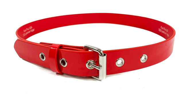 BT100M-175RED VEGAN MATTE LEATHER PLAIN BELT WITH GROMMET
